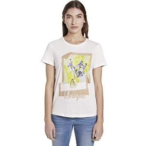 TOM TAILOR Dames T-shirt met bloemenprint 1018418, 10315 - Whisper White, XS