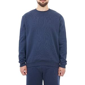 M17 Mens gerecycled sweatshirt casual lange mouw top klassieke trui effen trui ronde hals trui, marineblauw, XS