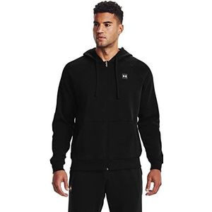 Under Armour Heren Rival FZ hoodie sportieve jas met capuchon met losse pasvorm comfortabel en warm fleecejack voor mannen, zwart, S EU