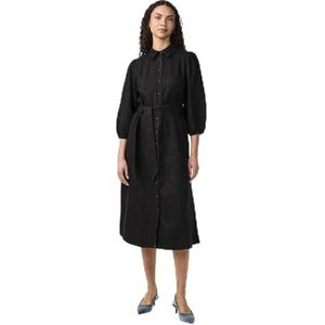 Yasflaxy 3/4 linnen shirt Dress Noos, zwart, S