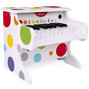 Janod - My First Confetti Wooden Electronic Piano - Pretend Play and Musical Awakening Toy - from 3 Years Old, J07618