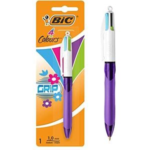 BIC 4-kleurige balpen 4 Colours Grip Fashion, 0,4 mm 1 Stuk multicolor