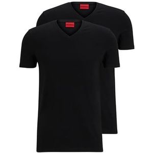 HUGO Heren V Twee V-hals T-shirts in Stretch Jersey, Zwart, XS