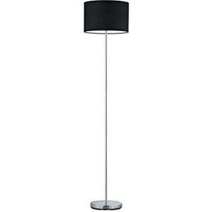 Trio Leuchten LED staande lamp Hotel 401100102, metaal nikkel mat, stoffen kap zwart, excl. 1x E27