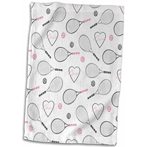 3dRose Tennis Love Patroon Grijze En Roze Handdoek, Veelkleurig, 15 x 22-Inch