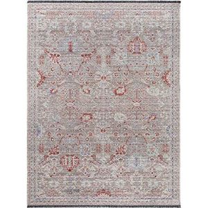 Benuta Platte geweven tapijt Ian multicolor/grijs 80x145 cm - vintage tapijt in used look