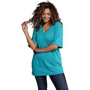 Ulla Popken Basic T-shirt voor dames, Diep aqua, 42-44