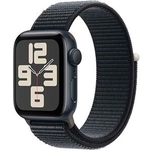 Apple Watch SE (2e generatie, 2023) (GPS 40 mm) Smartwatch - Kast van middernacht aluminium - Middernacht geweven sportbandje. Conditie en slaap bijhouden, ongelukdetectie, CO₂-neutraal