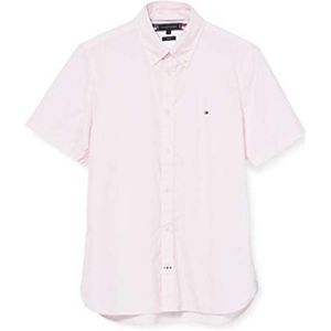 Tommy Hilfiger Heren Slim Essential Print Shirt S/S Shirt, wit/klassiek roze, XS