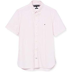 Tommy Hilfiger Heren Slim Essential Print Shirt S/S Shirt, wit/klassiek roze, XS