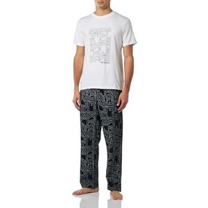 KARL LAGERFELD Pajama T-shirt voor heren, bedrukt, Wit/logo Aop Black, S
