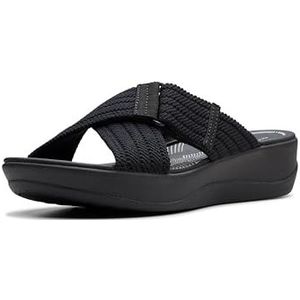 Clarks Dames Arla Wave Slide Sandaal, zwart textiel, 36,5 UK, Zwart textiel, 39 EU