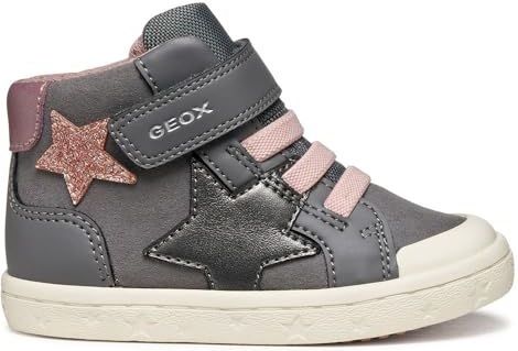 Geox B GISLI Girl Sneakers voor babymeisjes, grijs/roze, 21 EU, grijs roze, 21 EU
