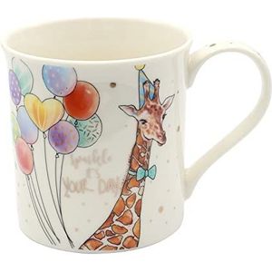 Dekohelden24 Koffiemok koffiemok van porselein - motief: verjaardag giraf - grootte H/Ø: 9 x 8 cm, inhoud 300 ml, vaatwasmachinebestendig