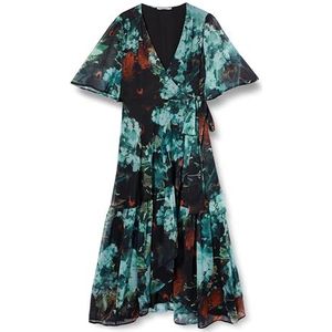 Hope & Ivy Dames Sarah Flutter Sleeve Maxi Wrap Jurk met Tie Taille, Blauw Speciale Gelegenheid, Blauw, 50