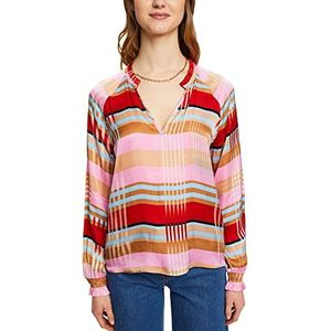 ESPRIT Collection Satijnen blouse met V-hals, 253/kaki Beige 4, XL