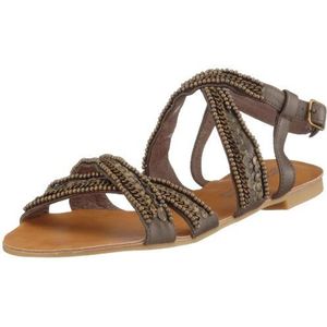 Buffalo Kid Leather 309-8831, damessandalen/fashion sandalen, Grijs donker taupe39, 37 EU