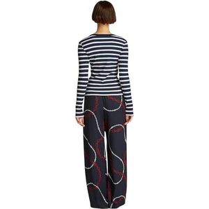 TOMMY HILFIGER Dames Slim Henley GB Scoop-NK LS WW0WW43905, Blauw (Donker Nacht Navy/Calico Stp), XXS