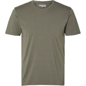 SLHNEWPIMA Basic T-shirt voor heren | Effen shirt met ronde hals en korte mouwen | Jersey stretch katoen, Kalamata, XXL