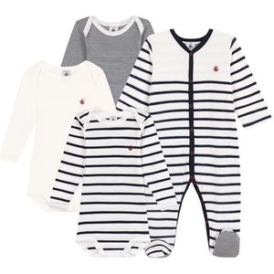 Petit Bateau A09N3 pyjama + 3 rompertjes, variant 1, 3 maanden (4 stuks) babyjongens, Variant 1:, 3 Maanden
