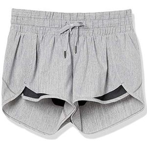 Amazon Brand - Core 10 vrouwen Rouched tailleband Run korte korte korte Liner-7,6 cm,Medium Heather Grijs,L-XL