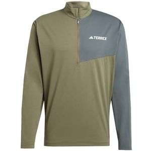 adidas Heren Terrex Multi CLIMACOOL Half Zip Long Sleeve, Olive Strata, 3XL