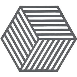 Zone Denmark Hexagon pannenonderzetter, hittebestendig, siliconen onderzetter, praktische en decoratieve pannenonderzetter, vaatwasmachinebestendig, 16 x 14 cm, koel grijs