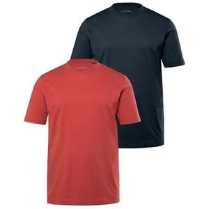 JP 1880 Heren grote maten grote maten Menswear L-8XL T-shirts, basic, 2-pack, ronde hals, tot 8XL 702637, steenrood, 3XL