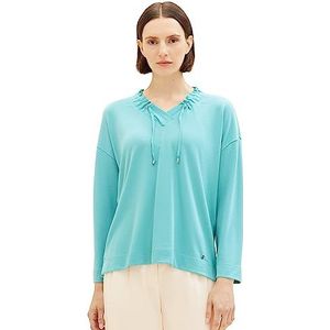 TOM TAILOR Dames T-shirt met trekkoord, 10426-summer teal, L