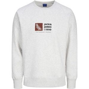 Jack & Jones Jorportland Box Sweat Crew Neck, Helder wit/detail: gemêleerd, XS