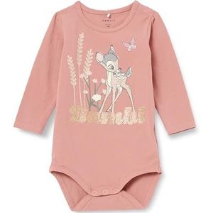 NAME IT NBFDROMA Bambi LS Body WDI Rompertje met lange mouwen, ash rose, 50, Ash Rose, 50 cm