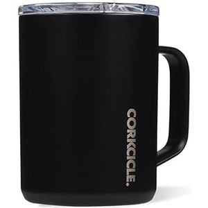 Corkcicle Origins Reiskoffiemok - drievoudig geïsoleerde roestvrijstalen beker met handvat voor thee, warme chocolademelk, koffie en meer - lekvrij, herbruikbaar, vaatwasmachinebestendig - matzwart,