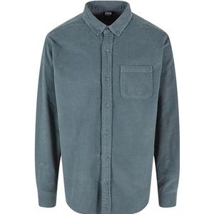 Urban Classics Heren corduroy hemd effen met knoopsluiting en button down kraag, in 5 kleuren, maat S tot 5XL, DustyBlue., S