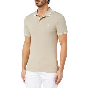 Calvin Klein Jeans Poloshirt voor heren, korte mouwen, beige (plaza taupe), S