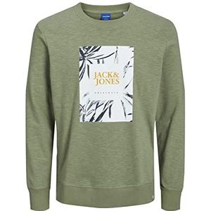 JACK & JONES Jorcrayon Sweatshirt met ronde hals voor heren, oil green, L
