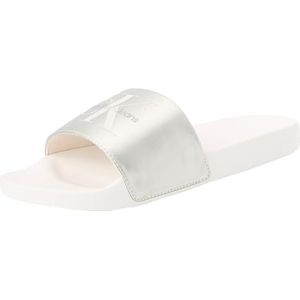 Calvin Klein Jeans Women's Slide NY Pearl Flip Flops, Romig Wit/Eggshell, 6 UK, Romige Witte Eierschaal, 39 EU