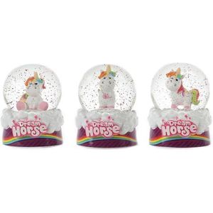DREAM HORSE Snow Globe 'Unicorn' 3-Ass No aanbrengen van poppen en accessoires, meerkleurig (35362Z)