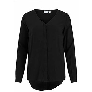 Vila Shirt met V-hals en lange mouwen, zwart, 34