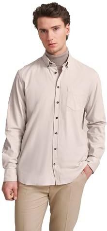 Overhemden - Beige - Fijne Cord - Button-downkraag - Lange Mouwen