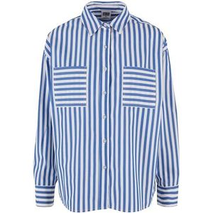 Urban Classics Dameshemd Dames Gestreept Relaxed Shirt White/Blue XS, wit/blauw, XS