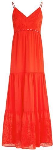 Morgan - Avondjurk - Donkeroranje - Lang/maxi - V-hals - Spaghettibandjes