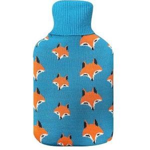 Mimo warmwaterkruik 1,7 l, met blauwe voering en grappig vossenmotief, afmetingen: 20 x 32 x 4 cm. Flexibel en zacht om aan te raken, ideaal om op te warmen en te ontspannen.