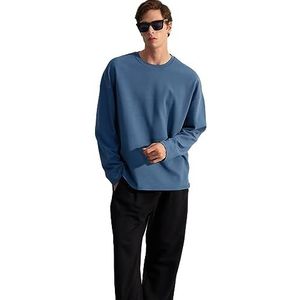 Trendyol Heren rechte lange mouwen plus size sweatshirts, blauw, M (Grote Maten)