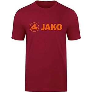 JAKO - Promotie Voor T-Shirts, Uniseks-Kind, Wijnrood/Neon Oranje, 128