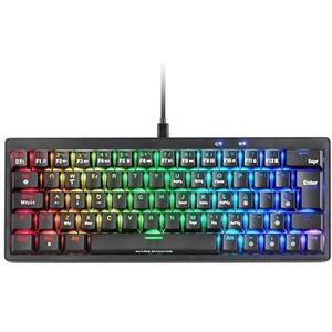 Mars Gaming MKMINIPRO, Ultra-Compact Mechanisch 60% Toetsenbord, Hot-Swap Mechanische Switches, RGB Chroma Verlichting, Gaming Toetsenbord Antighosting, Multiplatform, Blauw Switch, Engels, Zwart
