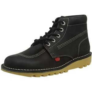 Kickers Unisex Kick Hi Classic Enkellaarzen, extra comfortabel, extra duurzaamheid, premium kwaliteit, Zwart/Wit, 42 EU