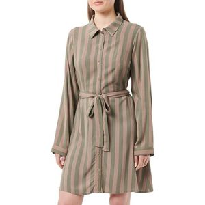 Vila Dames Vilisa L/S Short Shirt Dress/Ka blousejurk, Fossiel/Stripes: dusty Olive, 36