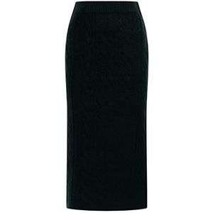 DreiMaster Gebreide midirok voor dames, donkergroen, XS-S