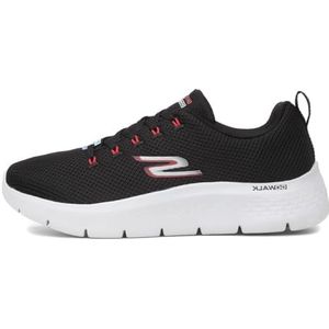 Skechers Heren GO Walk Flex Sneakers, zwart en rood textiel, 10 UK, Zwart en Rood Textiel, 45 EU