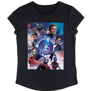 Marvel Dames Avengers: Endgame-Basic Poster Women's Roll Sleeve T-Shirt, zwart, S